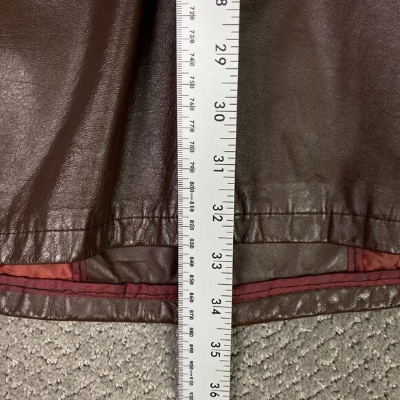 Vintage 70s Sears Leather Jacket Men's 44 Brown Fight Club Overcoat Top Coat - Picture 14 of 14